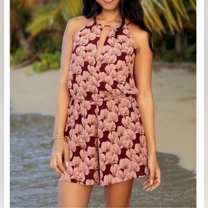 Fighting Eel Ava Sky Romper Skyler Maroon Ginkgo Jumpsuit small NWT